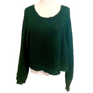 Rag Poets Green Oversized Crop Sweater size XS